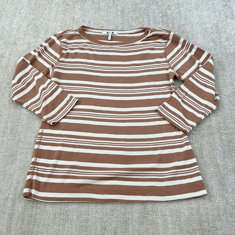 Three Dots 3/4 Sleeve Stripe Knit Top L